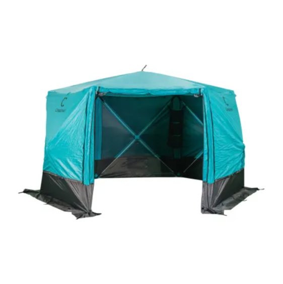 Шатер "СЛЕДОПЫТ" быстросборный, 6 стен, 3,35х3,85 м, h-2,25 м, S по полу 9,3 кв.м, цв. WATERFALL