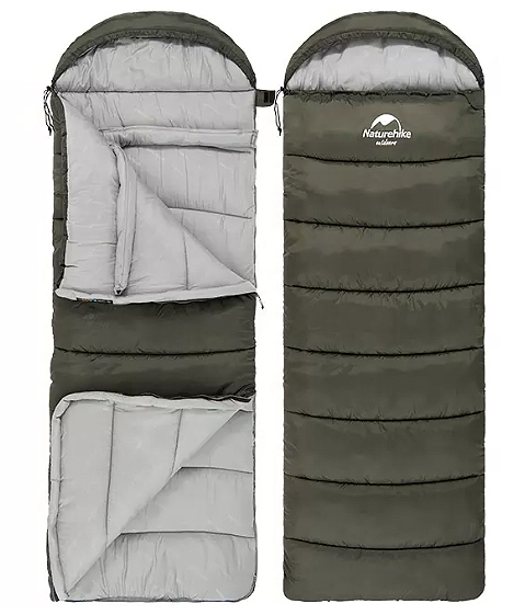 Мешок спальный Naturehike U250, (190х30)х75 см, (левый) (ТК: +6C), темно-зеленый