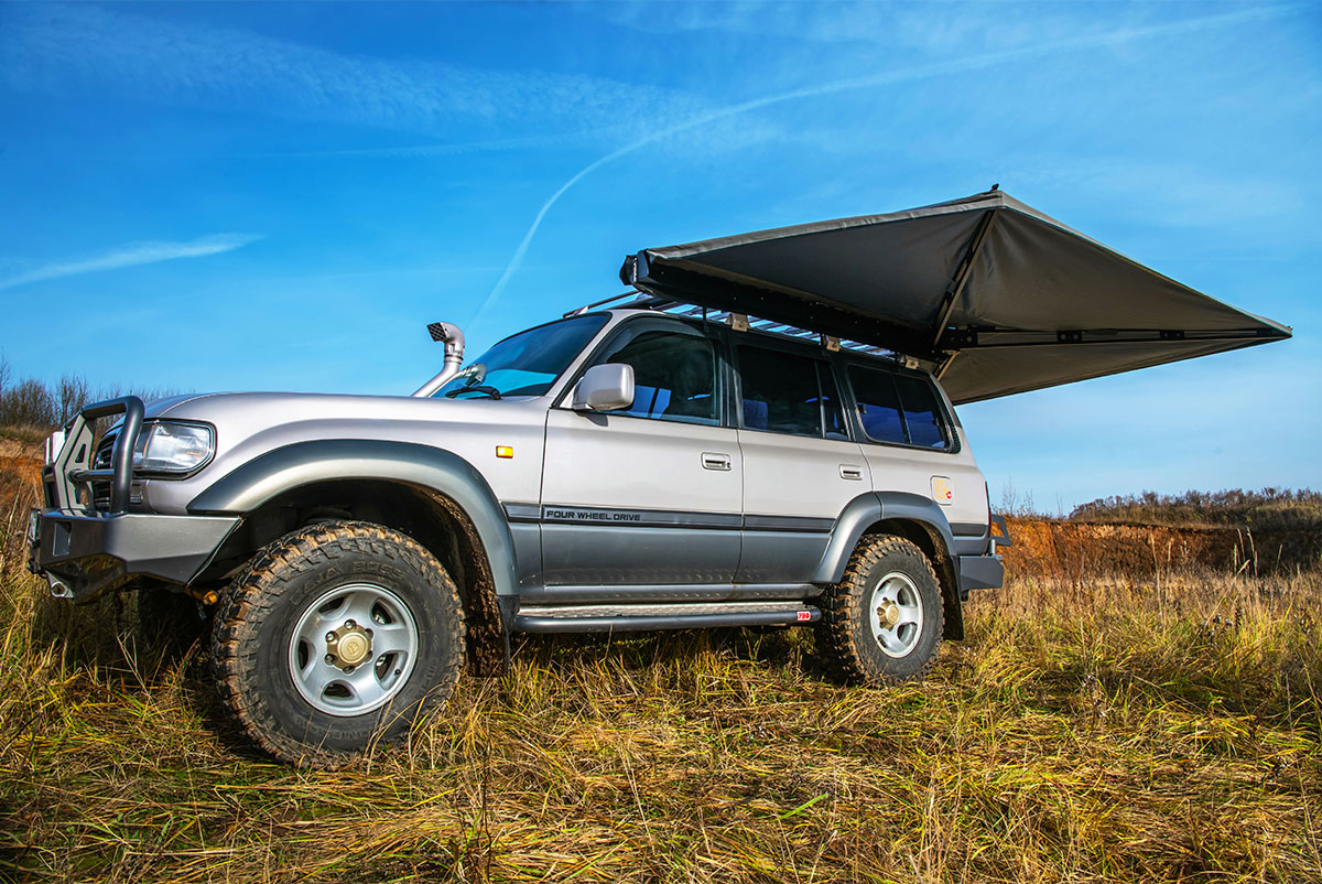 Маркиза автомобильная РИФ веерная, безопорная 2,3х2 м (левая)