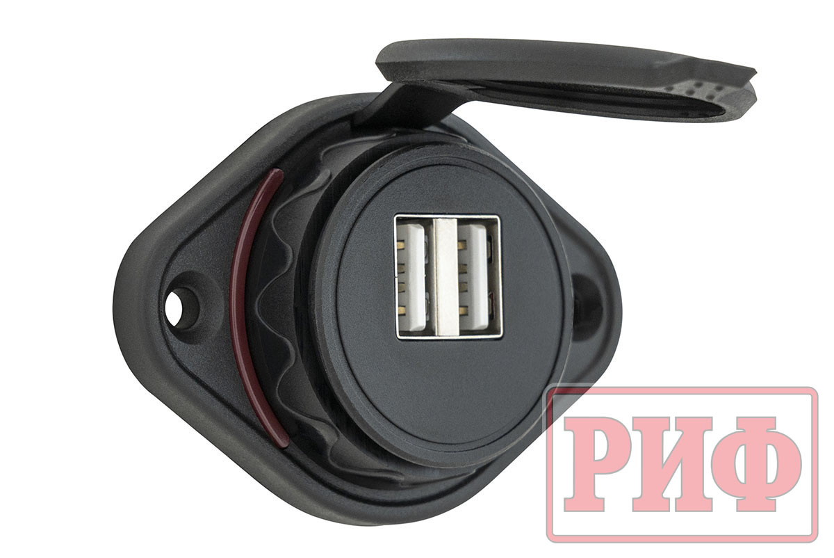 Розетка USB 3,1А накладное крепление, красная подсветка