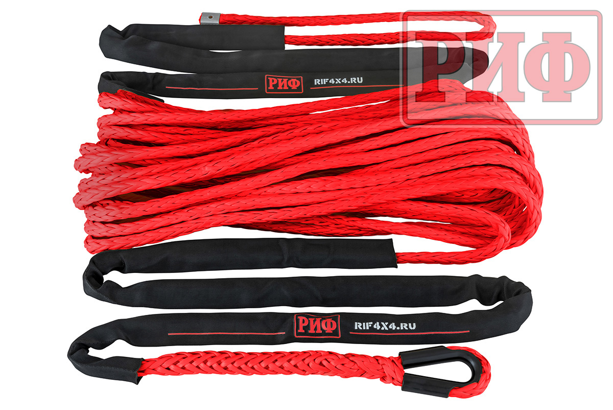 Трос для лебёдки синтетический РИФ 12 мм/26 м, красный