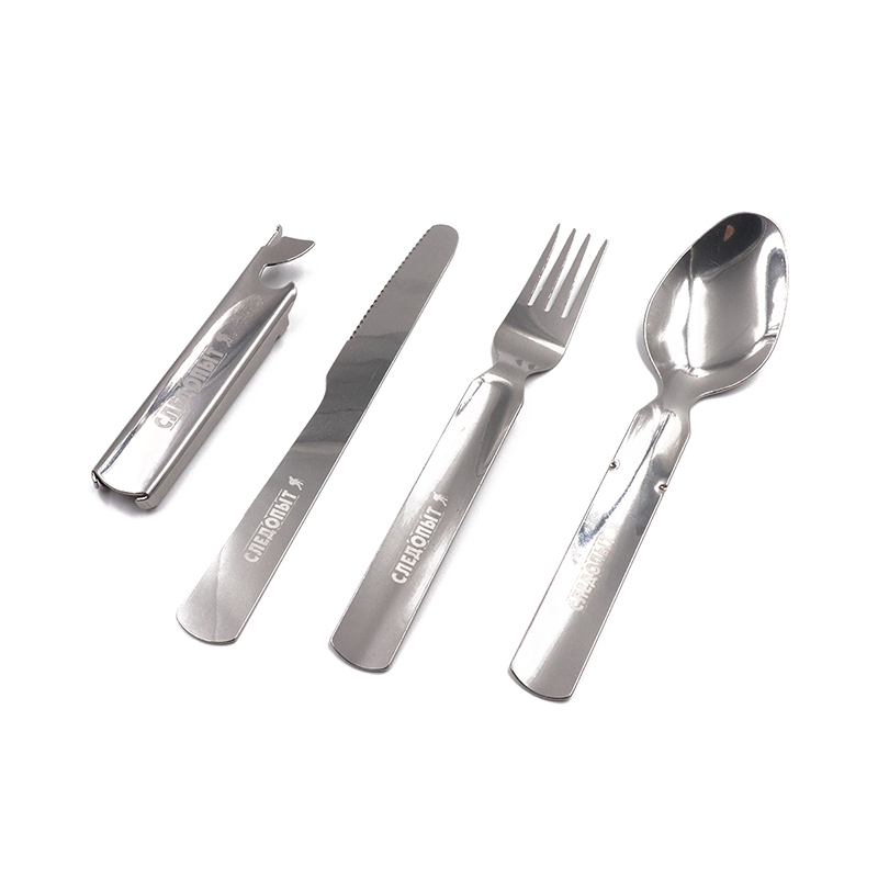 Набор столовых приборов "СЛЕДОПЫТ", нержавеющая сталь (ложка, вилка, нож, открывашка)