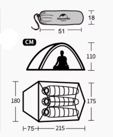 Палатка Naturehike Cloud Up Si 3-местная, алюминиевый каркас, сверхлегкая, синяя