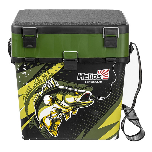 Ящик рыболовный зимний HELIOS ZANDER, 19 л, двухсекционный хаки