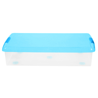 Короб для хранения IRIS THIN BOX 85л, прозрачный-голубой