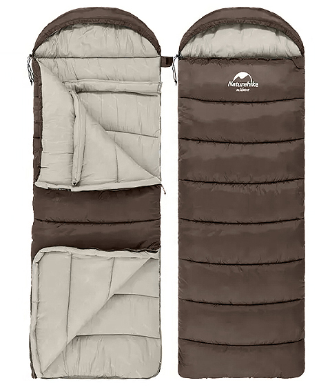 Мешок спальный Naturehike U250S, (190х30)х75 см, (левый) (ТК: 0C), коричневый