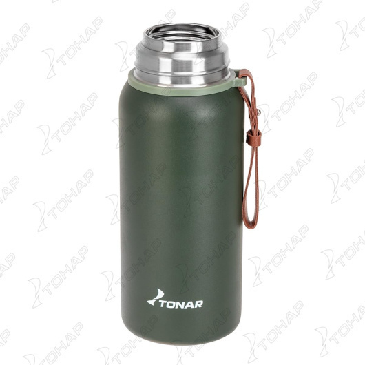 2 Термос ТОНАР 900ML хаки (пробка-ситечко, крышка-кружка, ремешок)