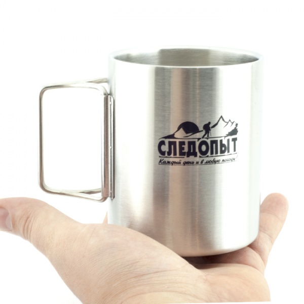 Термокружка "СЛЕДОПЫТ", с крышкой, складные ручки, 280 мл