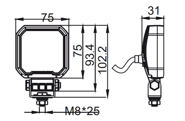 Фара водительского света РИФ 25W LED