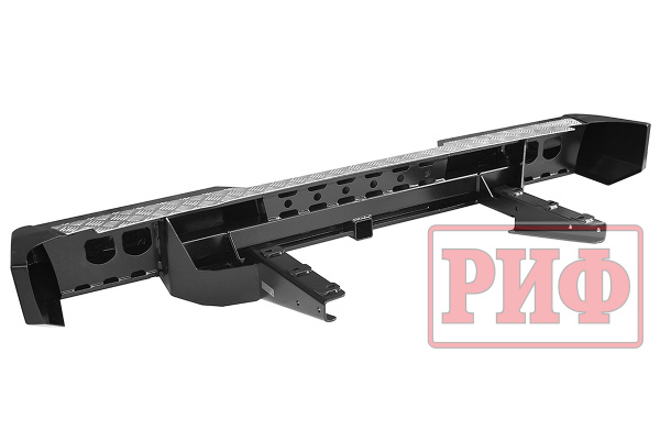 Бампер РИФ силовой задний ГАЗ Соболь с квадратом под фаркоп и фонарями лифт 50 мм