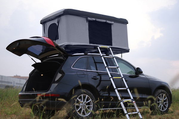 Палатка на крышу автомобиля РИФ Hard RT04-125W, корпус черный, тент серый 210х125х150
