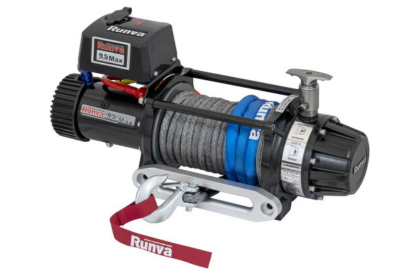 Лебёдка автомобильная электрическая 12V Runva EWB9500MAX-Q-SSRMAC 4350 кг MAX влагозащищенная, комбинированный роспуск, синтетический трос