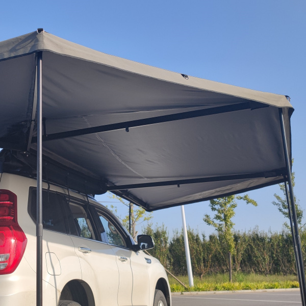 1 Маркиза автомобильная РИФ веерная, безопорная 2,3х2 м (правая), увеличенная, серая