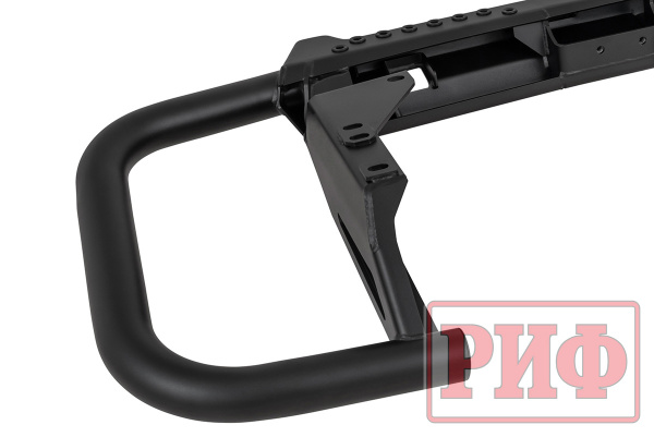 Бампер РИФ силовой задний Toyota Land Cruiser 200 2007-2015 c квадратом под фаркоп и калиткой