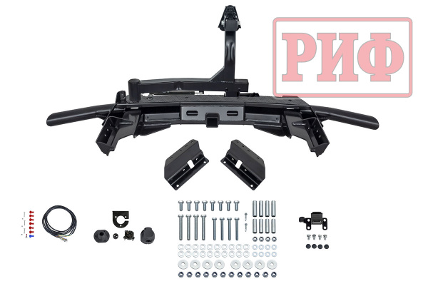 Бампер задний силовой/защита штатного бампера РИФ Renault Duster 2015-2020 c квадратом под фаркоп, калиткой, подсветкой номера