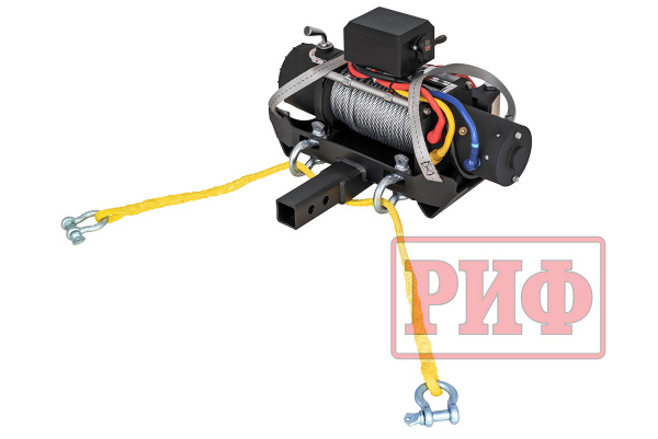 Лебёдка переносная РИФ 9500S c квадратом для фаркопа, стальной трос (облегченная)