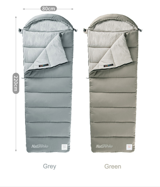 Мешок спальный Naturehike Envelope M300, (190+30)х80 см, (правый) (ТК: +6C), серый