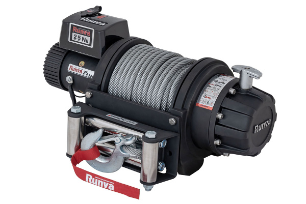 Лебёдка электрическая 12V Runva EWB25000S влагозащищенная, стальной трос
