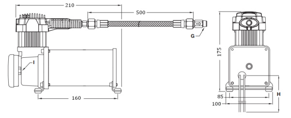 Компрессор автомобильный стационарный 24V YURUI 47 л/мин 10,2 атм