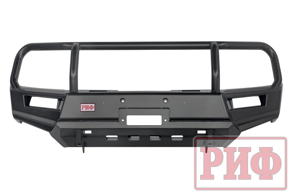 Бампер РИФ силовой передний Mitsubishi Pajero Sport 2015-2020 под доп. фары, с защитной дугой