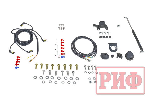 Бампер РИФ силовой задний Toyota Land Cruiser 78 2007+ с квадратом под фаркоп, калиткой и фонарями