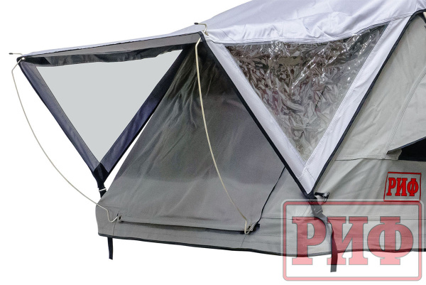 Палатка на крышу автомобиля РИФ Soft RT02-120 PRO, тент серый, 120х(240+70)х115 см