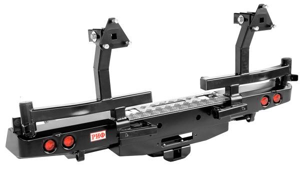 Бампер РИФ задний Toyota Hilux 2005-2014 с площад. под лебёдку, фаркопом и фонарями и 2-я катитками