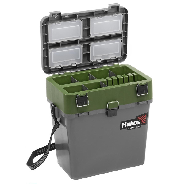1 Ящик рыболовный зимний HELIOS, 19 л, серый/хаки