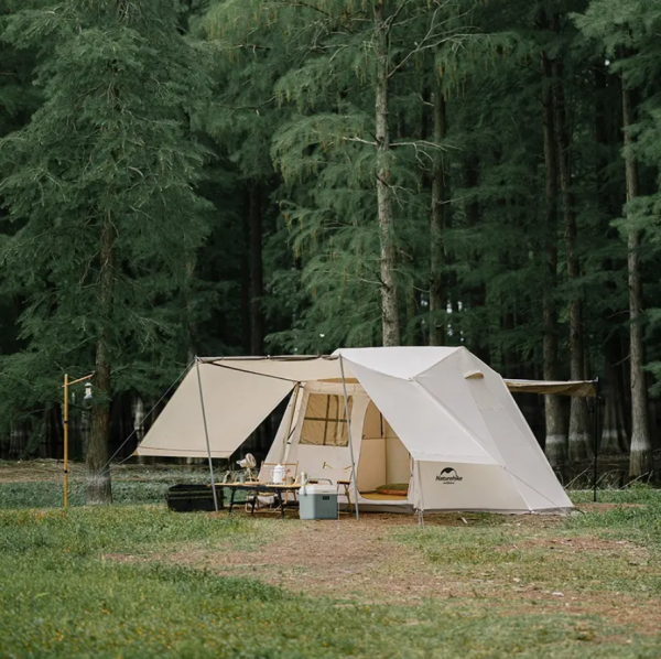 4 Палатка Naturehike Village 5.0 4-местная, алюминиевый каркас, снежная юбка, Хаки.