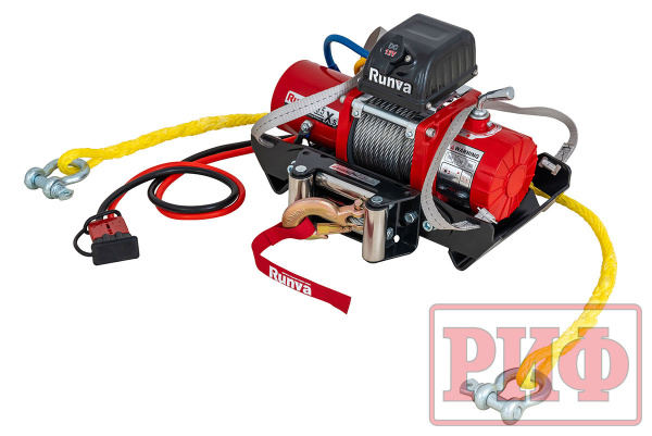 Лебёдка переносная РИФ 9.5XS c облегчённой площадкой и проводами (в сборе) корот. бараб, стал. трос