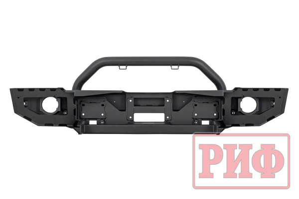 Бампер РИФ силовой передний Jeep Wrangler JL 2018+ под штат. фары, с цент. защ. дуг., низ. пер.крыл.