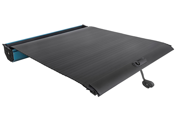 Крышка кузова РИФ для Toyota Hilux 2015+, роллета раздвижная 1572х1570 мм, алюминиевая, черная