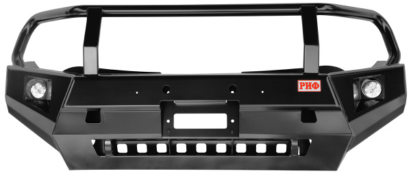 Бампер РИФ передний Mitsubishi L200 2015+ с доп. фарами и кенгурином