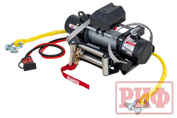 Лебёдка переносная РИФ 12000 c квадратом для фаркопа, стальной трос (облегченная)