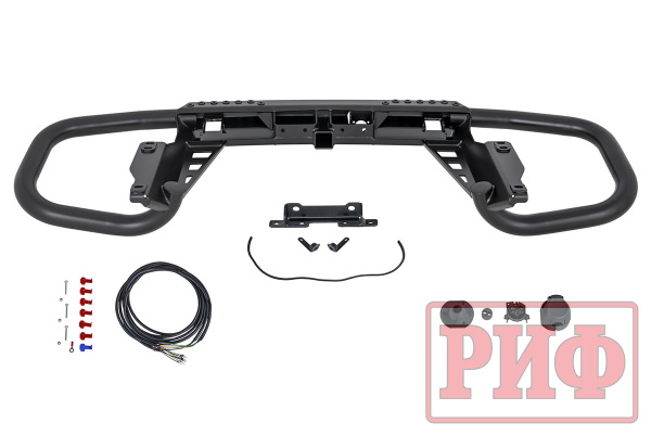 Бампер РИФ силовой задний Toyota Land Cruiser Prado 150 c квадратом под фаркоп