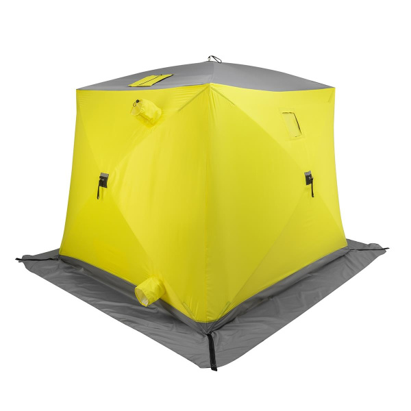 2 Палатка зимняя PREMIER утепл. Куб ЛОНГ-2 желтый/серый
