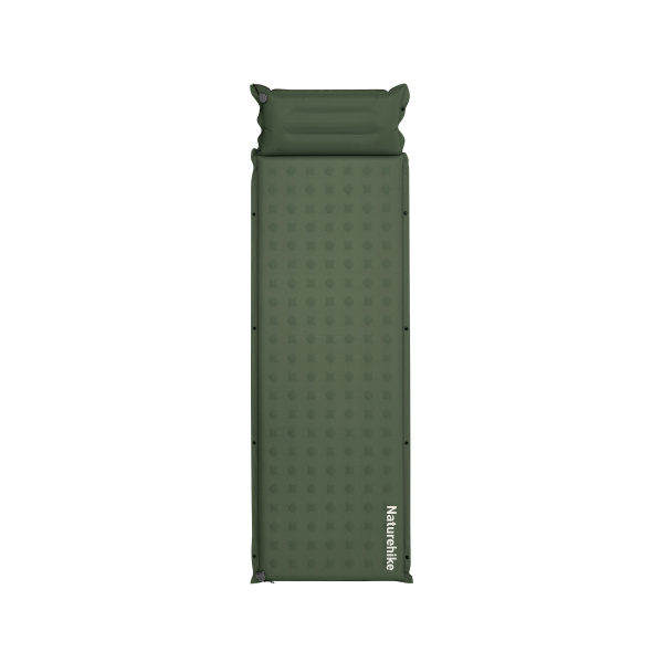 Коврик самонадувающийся Naturehike, 200х65х6 см, с подушкой, зеленый