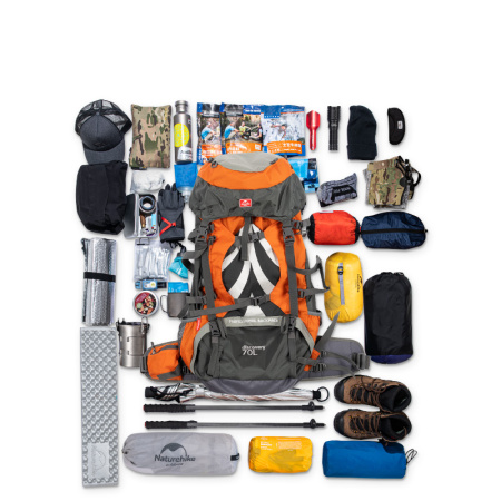 Рюкзак туристический Naturehike 70 л, черно-серый