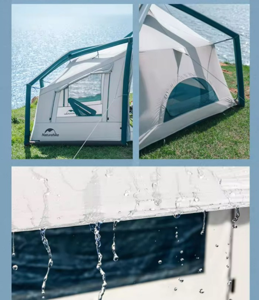 3 Палатка Naturehike Lingfeng Air 12.0 2-местная, быстросборная, надувной каркас, бело-голубая
