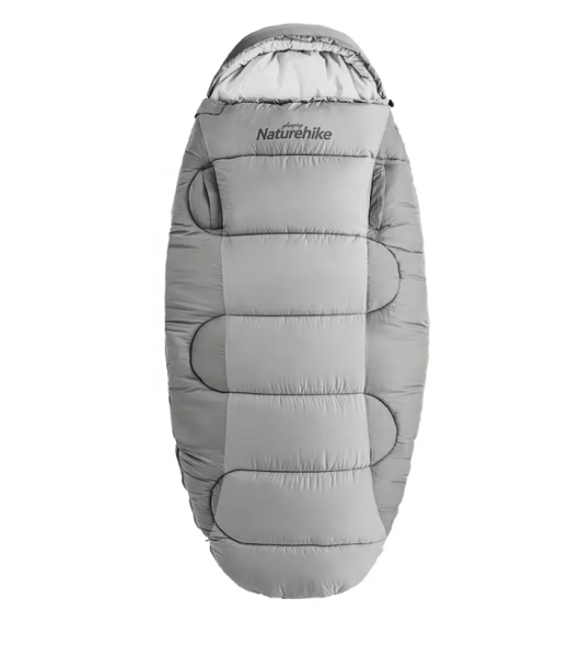 Мешок спальный Naturehike Oval PS400, 220х95 см, (правый) (ТК: 0C), серый