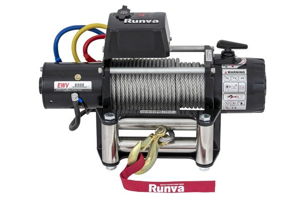 Лебёдка электрическая 12V Runva EWV9500S 4350 кг (стальной трос)