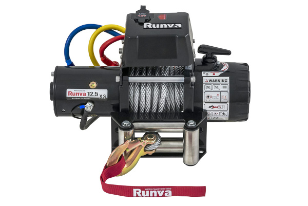 Лебёдка электрическая 12V Runva 12500 lbs 5670 кг короткий барабан, стальной трос