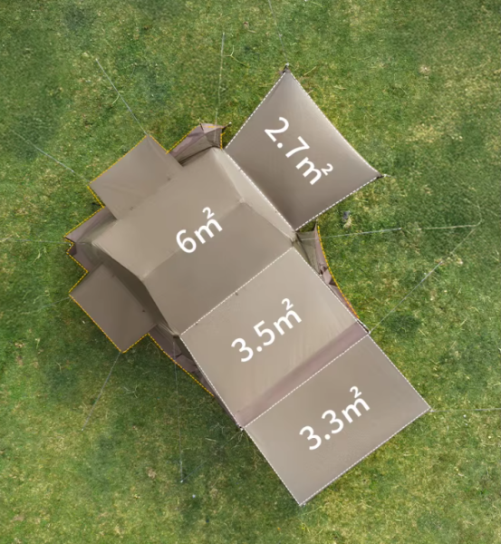 3 Палатка Naturehike Village 6.0 II поколения 4-местная, с верандой, коричневая