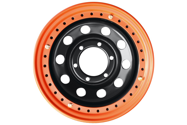 Диск усиленный Тойота Ниссан стальной черный 6x139,7 8xR15 d110 ET-19 с бедлоком (оранжевый)