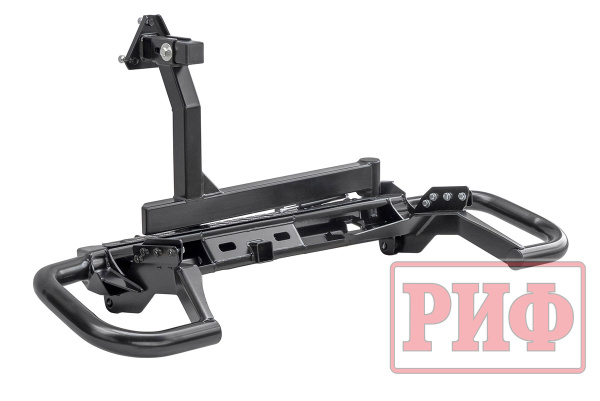 Бампер РИФ задний силовой/защита штатного бампера Mitsubishi Pajero Sport 2015-2020 c квадратом под фаркоп, калиткой, подсветкой номера