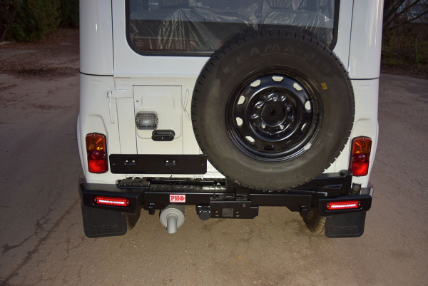 Бампер РИФ силовой задний УАЗ Хантер с фонарями, калиткой, возмож. установ. фаркопа, стандарт