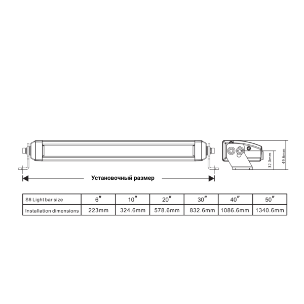 Фара водительского света AURORA 1016 мм 200W с RGB подсветкой