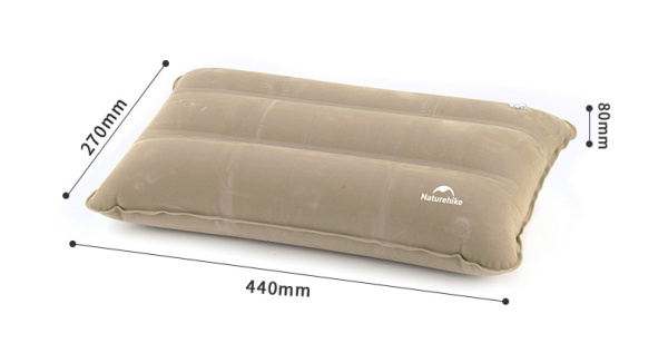 Подушка туристическая надувная Naturehike 44х27х8см, серо-коричневая