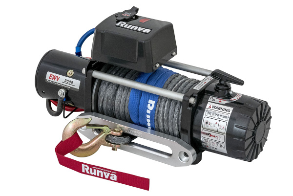 Лебёдка автомобильная электрическая 12V Runva EWV9500SSR 4350 кг (синтетический трос)