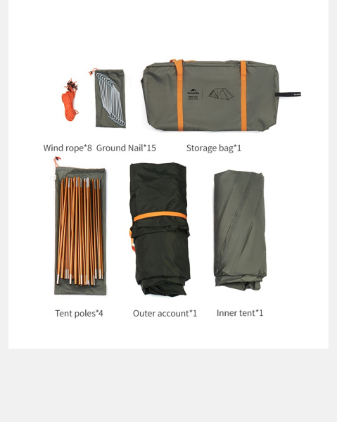 Палатка Naturehike KOTA 4, 8-местная, алюминиевый каркас, темно-зеленая